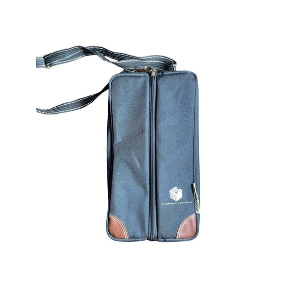 Picnic at Ascot Insulated Zip‎ Canvas Wine Carrier Tote Travel Sling Bag Black - Picture 1 of 8